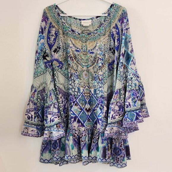 Camilla A Line Frill Dress The Blue Market Size Small b107 - Picture 3 of 13